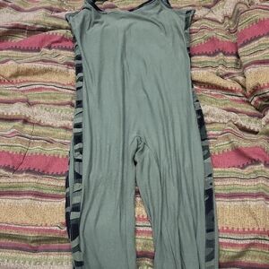 Green Jumpsuit with Black Stripes